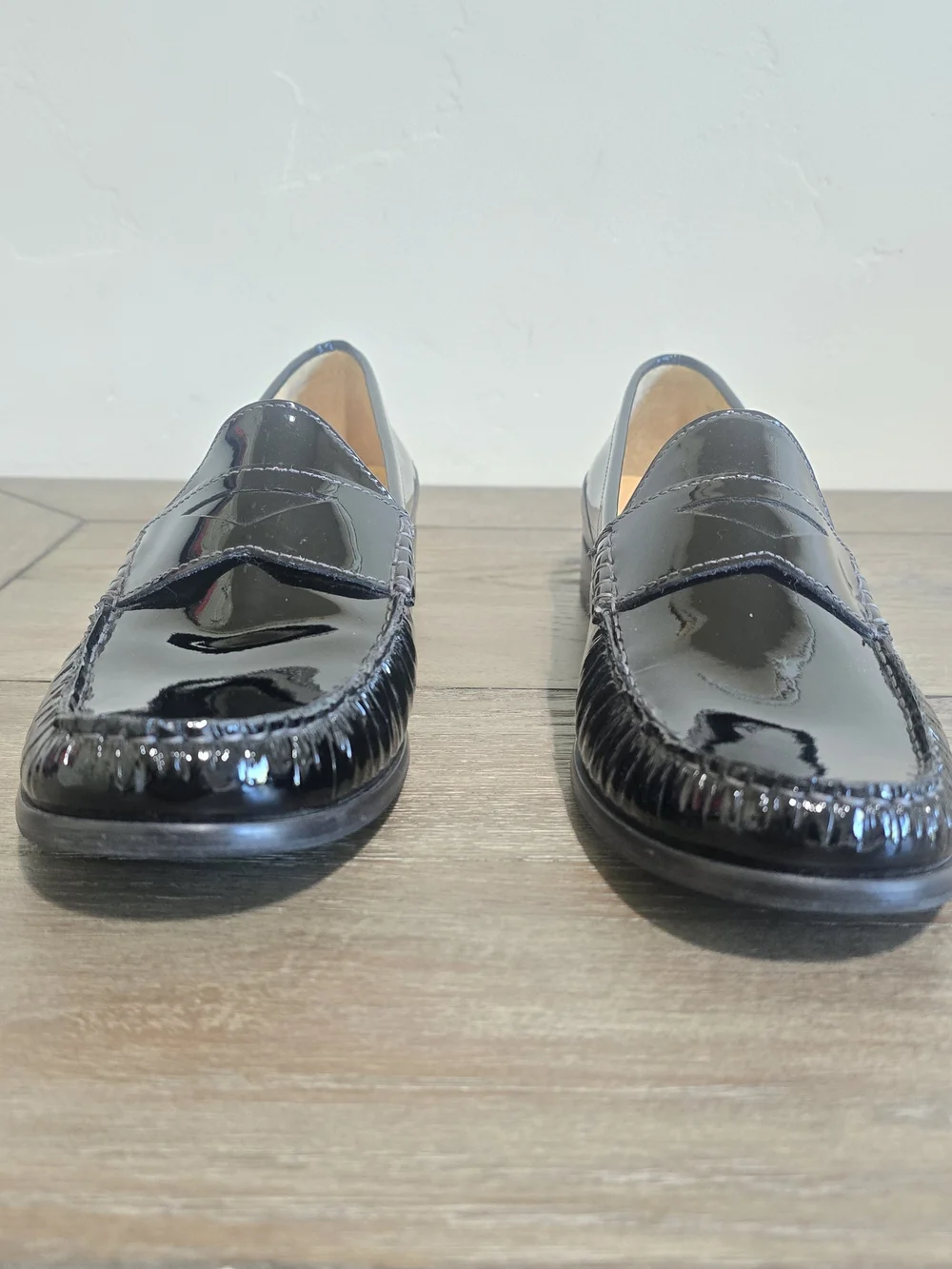 Cole Haan Nike Air Black Patent Leather Penny Loafers Women's 9.5 Preppy Office